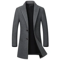 high quality winter wool jackets men wool blends casual slim outwear black wool coat men casaco masculino long trench coat