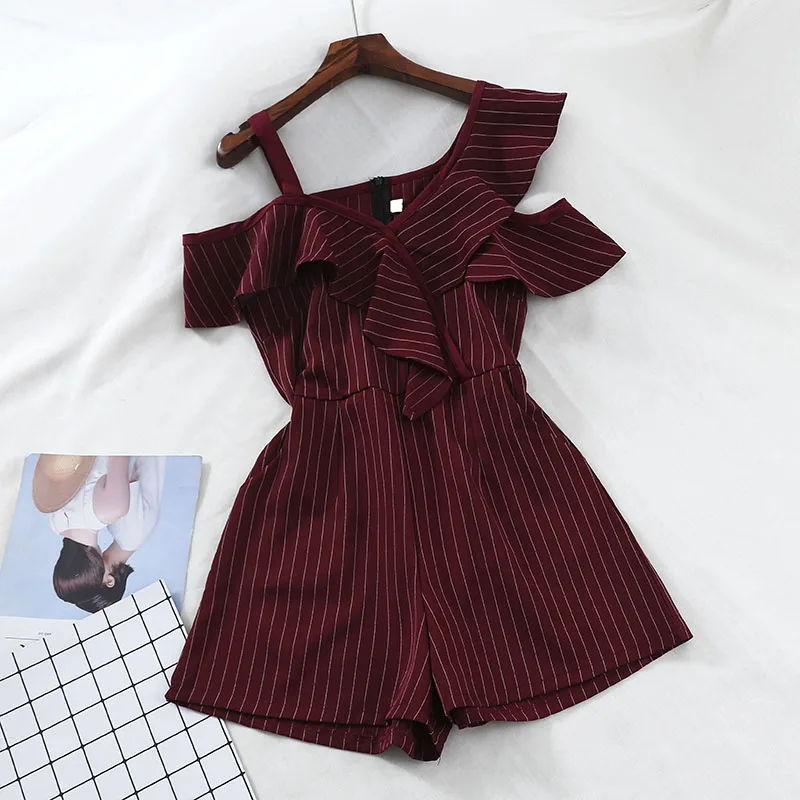 2019 new fashion women's jumpsuits casual loose strapless sexy high waist wide leg striped jumpsuit | Женская одежда