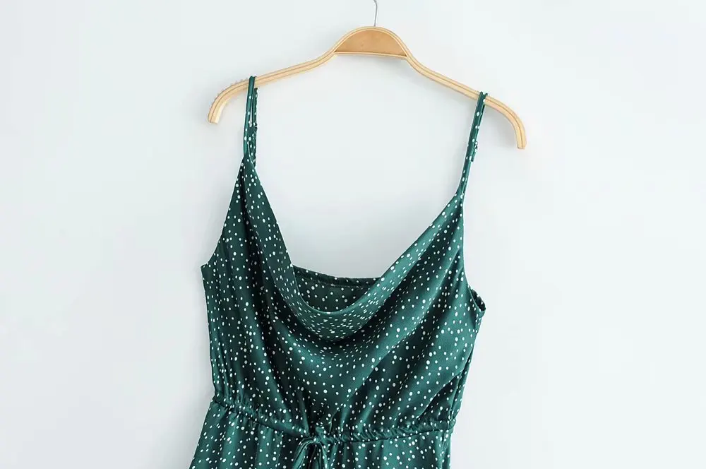 Весеннее Короткое женское платье в горошек на бретельках Boho винтажное пляжное с