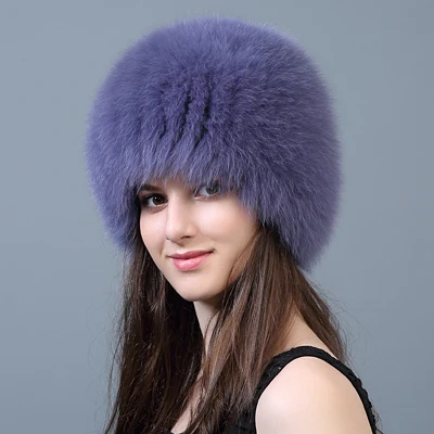 Color 5 QiuMei женская зимняя меховая шапка из натурального Лисьего меха, вязаные шапки из натурального меха серебристой лисы, женские русские шапки-бомберы, утолщенная подкладка - Цвет: Color 5