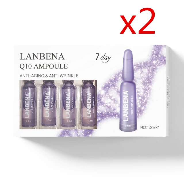 2 коробки/14 шт. LANBENA Q10 анти-против старения морщин ампулы Сыворотка для подтяжки лица лифтинг укрепляющий увлажняющий уход против мимических морщин - Вес нетто: 1.5mlx14pcs