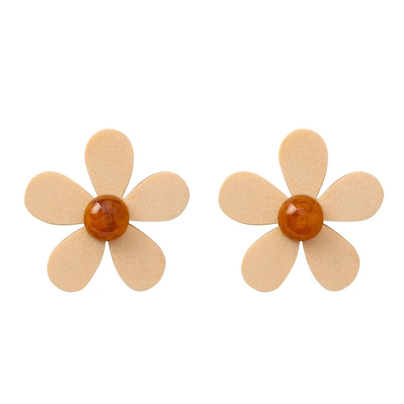 DANZE Cute Wooden Circle Flower Drop Earrings Women Vintage Statement Dangle Korean Christmas Gift Wholesale | Украшения и
