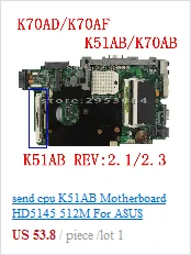 K52JR 512 М REV2.0 материнская плата для ноутбука ASUS A52J X52J K52J K52JR K52JE K52JC K52JU K52JB для тестирования системной ОК