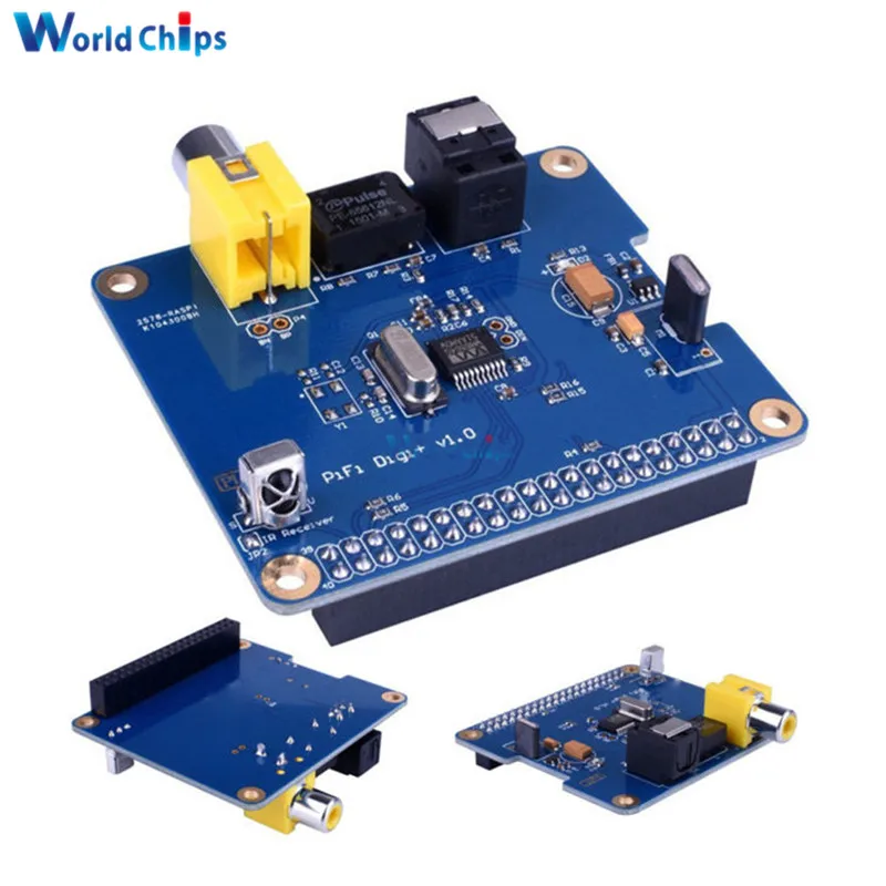 

Цифровая звуковая карта HIFI DiGi I2S, цифровая аудио Плата расширения, волоконный модуль для Raspberry Pi 3/2, Модель B