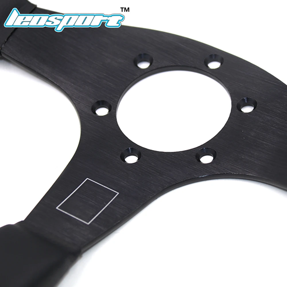 Leosport Новый 14 &quot(350 мм) НД гоночный руль действительно кожа красная линия плоский