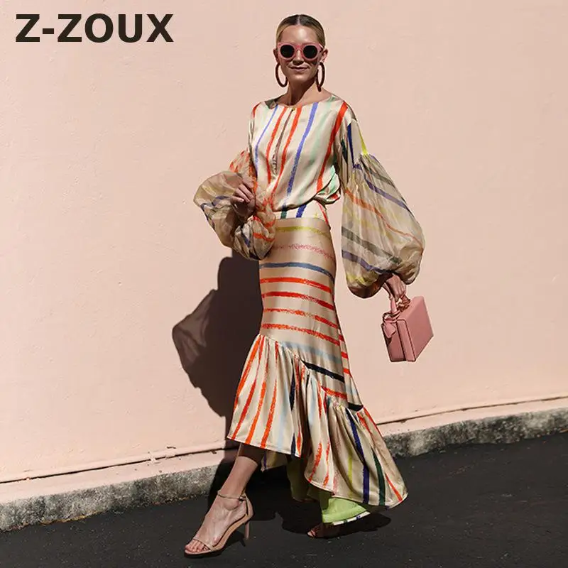 Женский комплект из 2 предметов полосатый рукав фонарик женский топ с высокой