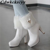 promotion winter new pattern high heeled round head middle barrel boots fashion maomo side zipper high heeled women boots 34 43