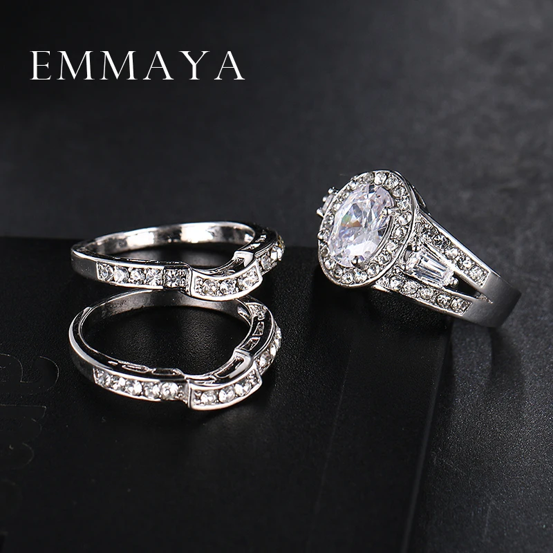 Emmaya новые модные ювелирные изделия уникальные кольца в форме сердца 3 1 без никеля