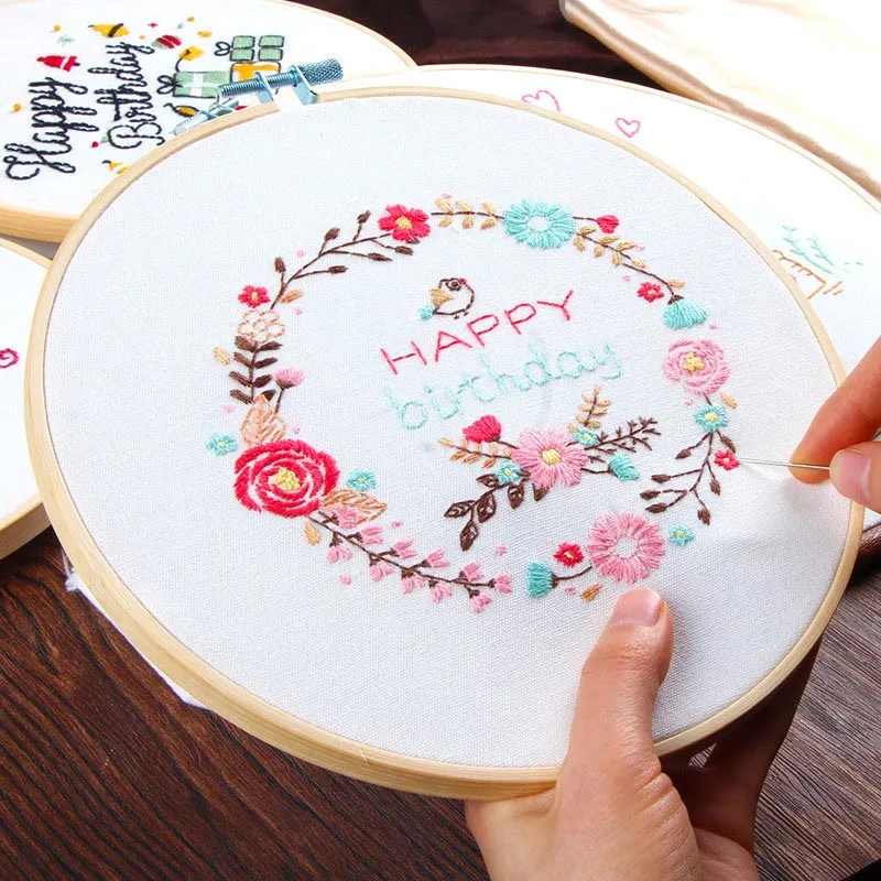 DIY Вышивка растения вишня дерево ручная работа рукоделие для начинающих Набор для вышивки крестом ленточная живопись вышивка обруч домашний декор