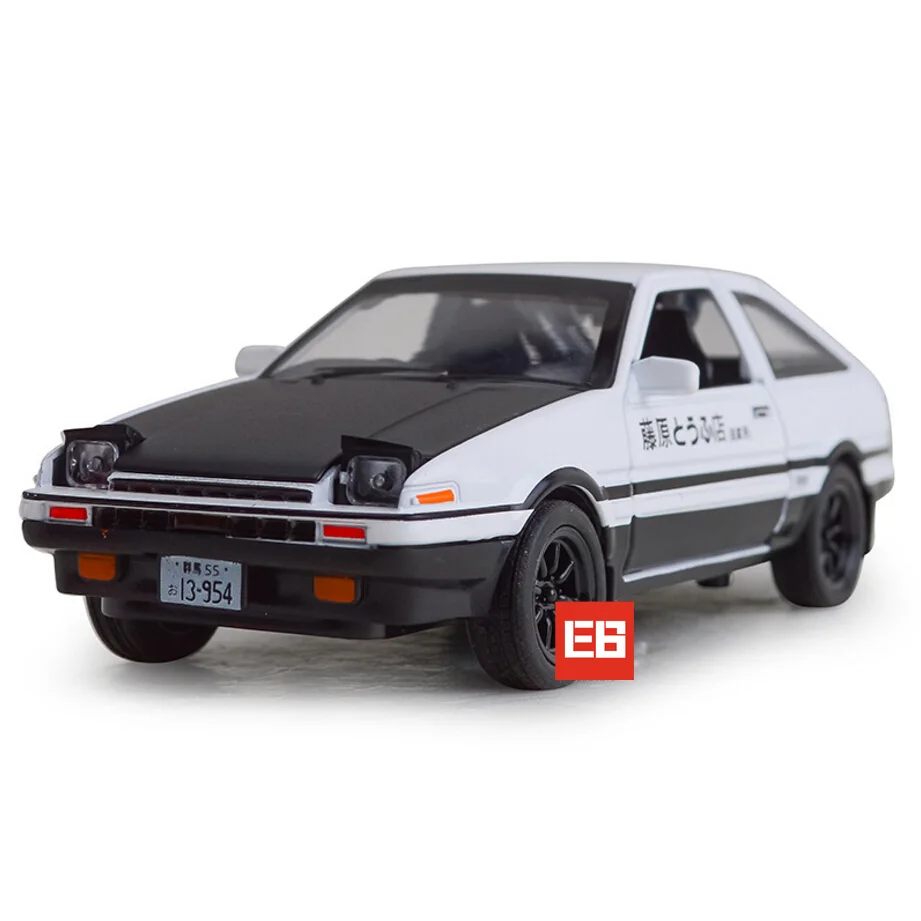 1:28 масштаб литые под давлением автомобили классический начальный D Toyota trueno AE86 металлическая модель с светильник со звуком Вытяните назад сплав коллекция игрушек