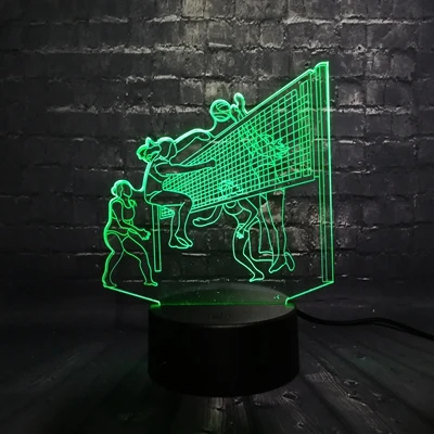 5 Спортивная серия 3D многоцветный светодиодный ночник, светильник для тенниса, волейбола, пляжа, детей, рождественский подарок, настольный декор, светильник, USB База - Испускаемый цвет: 5