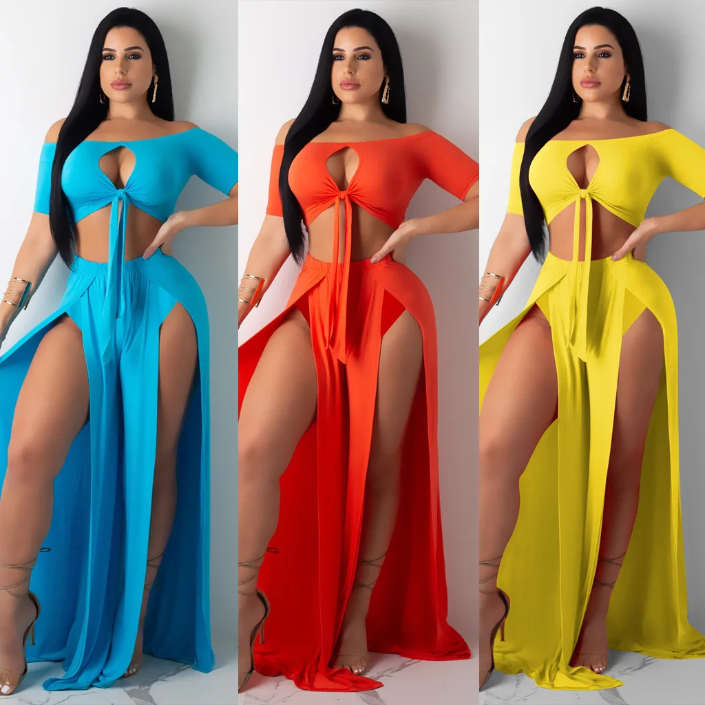 Платье с высоким разрезом без рукавов женское однотонное летнее сексуальное