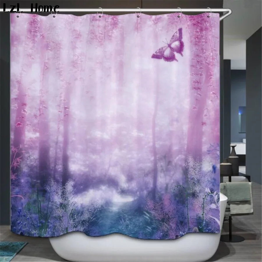 3d занавеска для душа LzL в виде бабочки дома креативная Водонепроницаемая