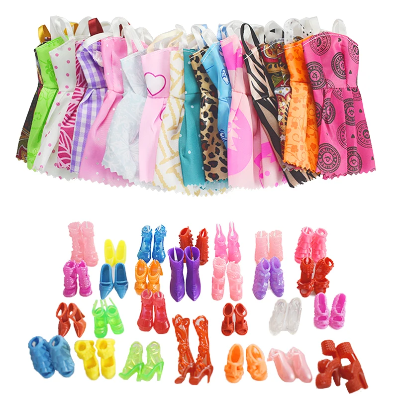 

Doll Accessories 5PCS 18 Inch Doll Clothes Doll Clothes &10 Pairs of Random Shoes Fashion Party Dress Princess Girls Gift