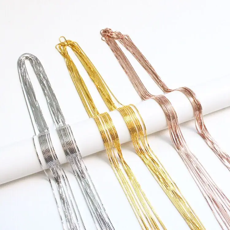 Цепочка Из серебра S925 пробы в форме коробки серебряного/золотого/розового золота