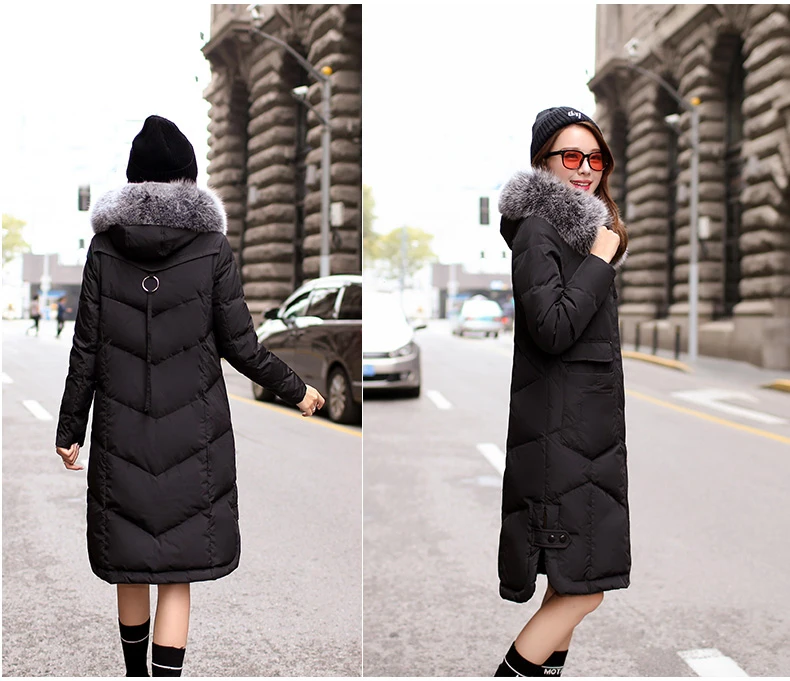 Новинка 2017 зимняя толстая пуховая куртка с капюшоном для женщин меховым