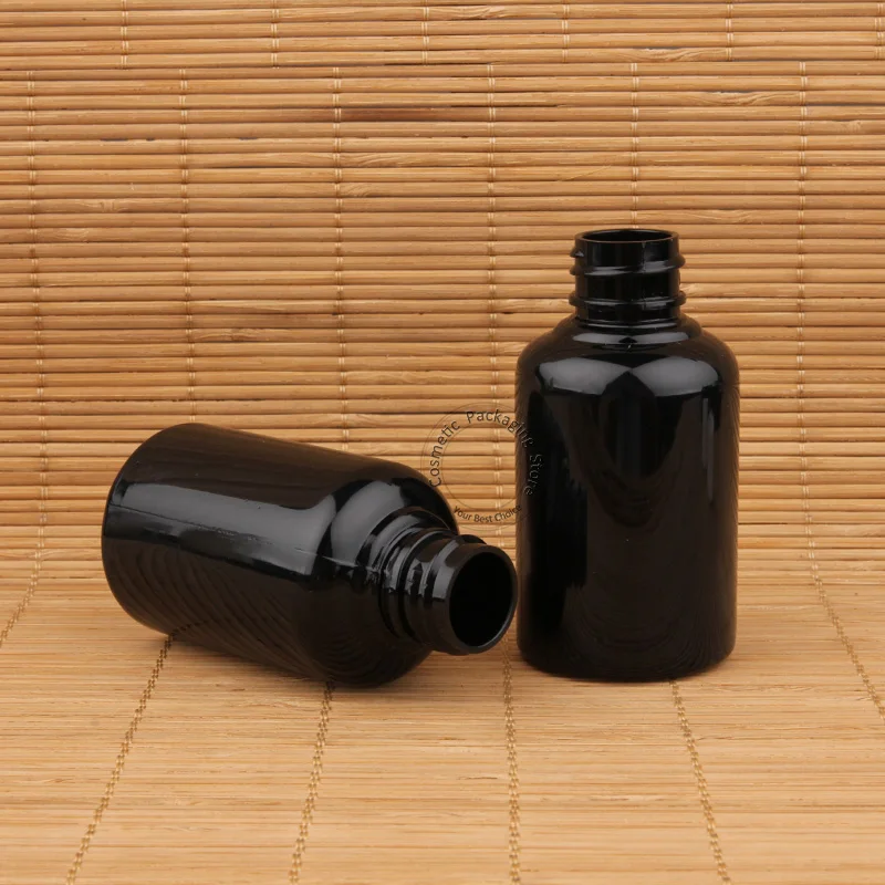 100 шт./лот оптовая продажа 50 мл черная пластиковая бутылка для лосьона 5/3 унций