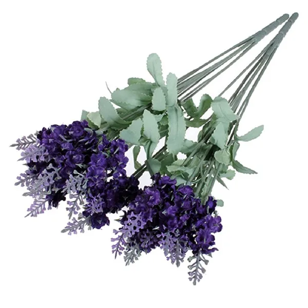 Dark Purple Искусственные цветы, 1 шт., 10 головок, Букет Лаванды, искусственный шелк, цветок невесты, свадебная наклейка, украшение для дома, свадебные украшения - Цвет: Dark Purple