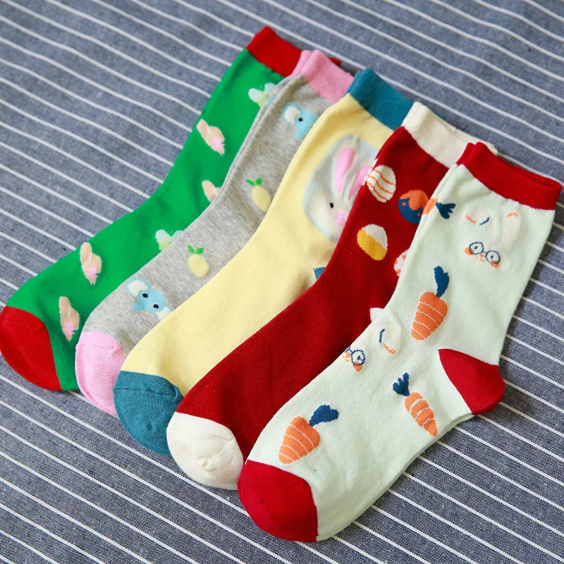 Harajuku стиль корейский мода мультфильм животных в трубке женские хлопковые носки