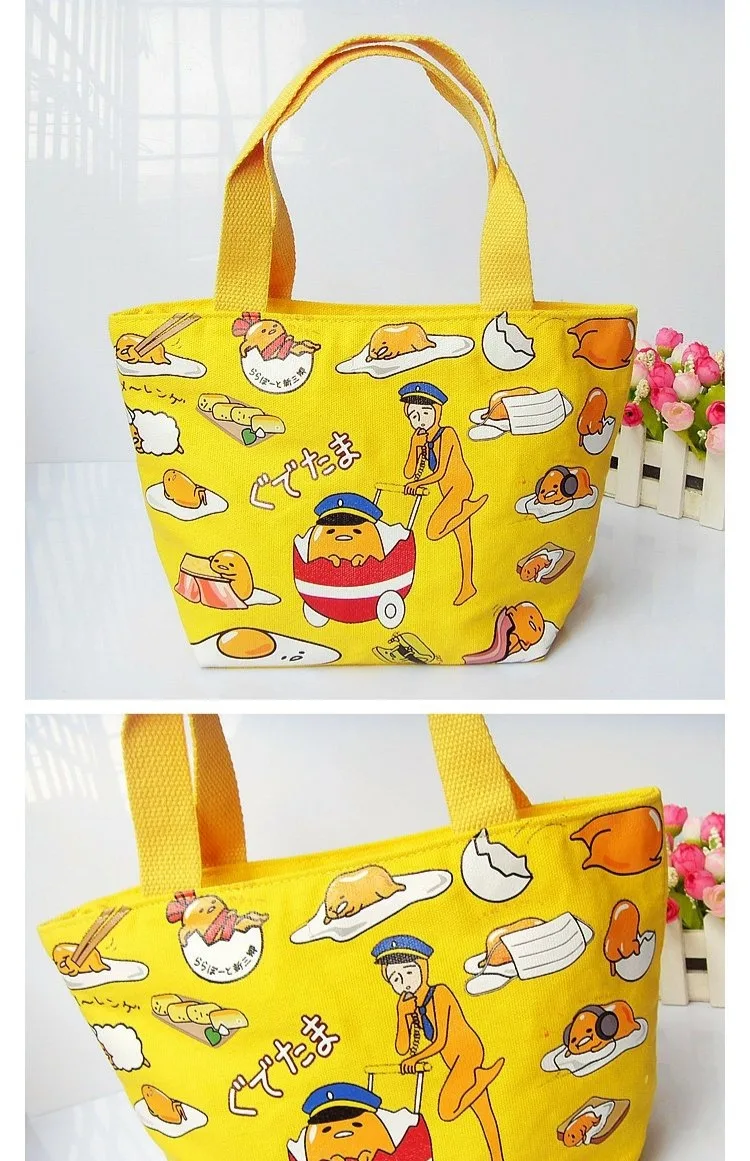 IVYYE 1 шт. Kawaii gudetama Модные Портативные холщовые сумки для обедов, мультяшная сумка для пикника, коробка для еды, сумка для хранения для женщин, девочек, детей