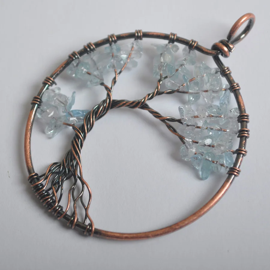 Счастливое дерево жизни ручной работы смешанный камень бронза медная проволока