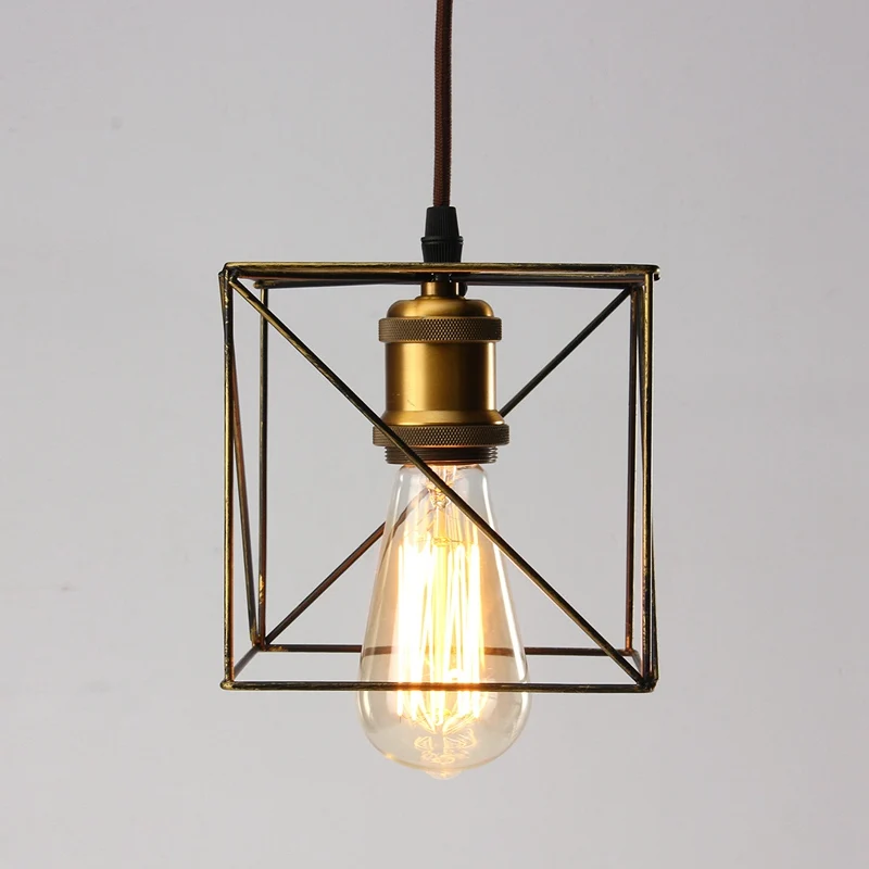 Винтажный подвесной светильник с абажуром потолочный в стиле ретро лампочка