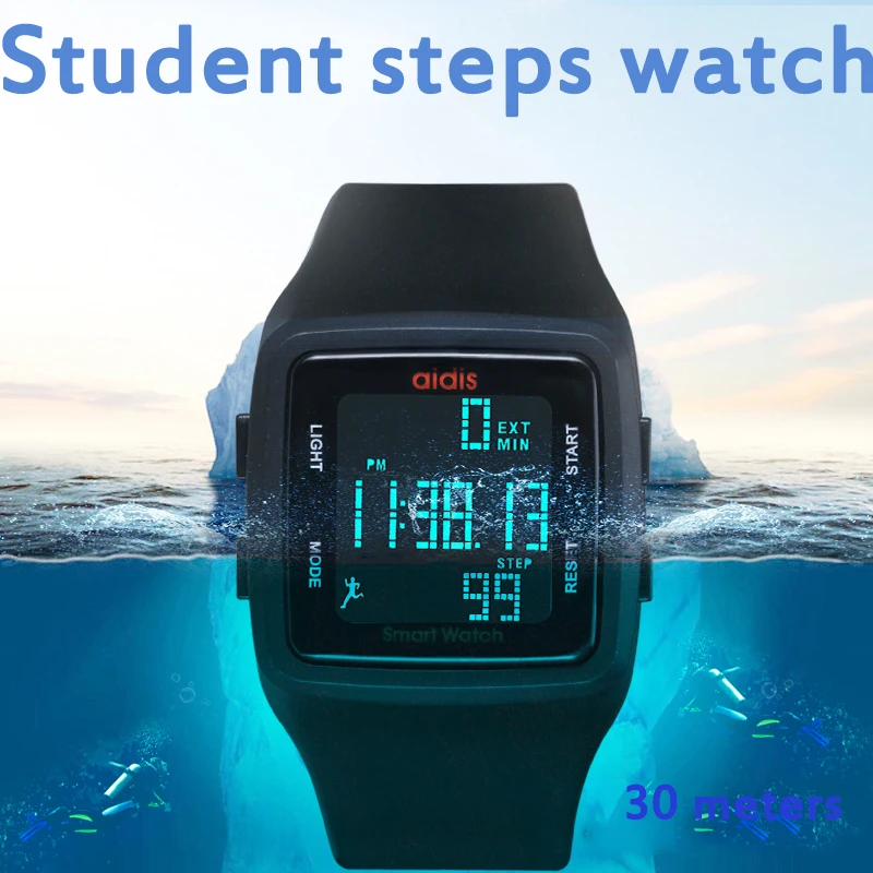 Модные женские спортивные цифровые часы с шагомером водонепроницаемые