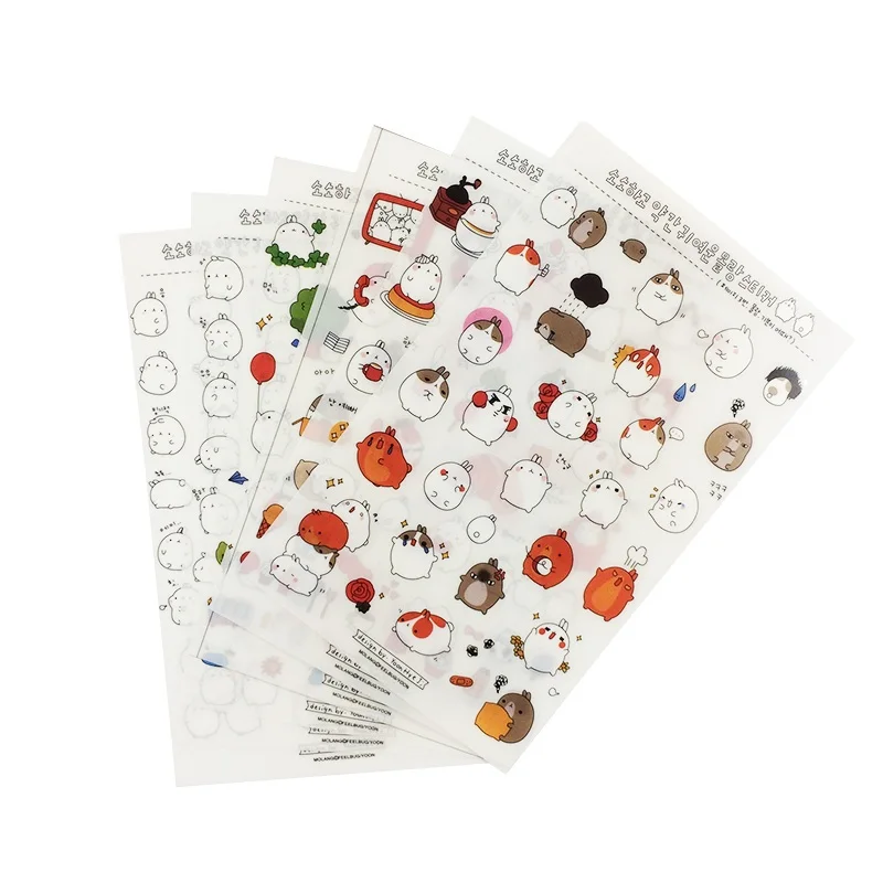 6 Sheets/set Sweet PVC Rabbit Dairy Stickers Kids Wall Decor Multifunction Animal DIY Cartoon Scrapbook Labels|label label|label diysheet labels |