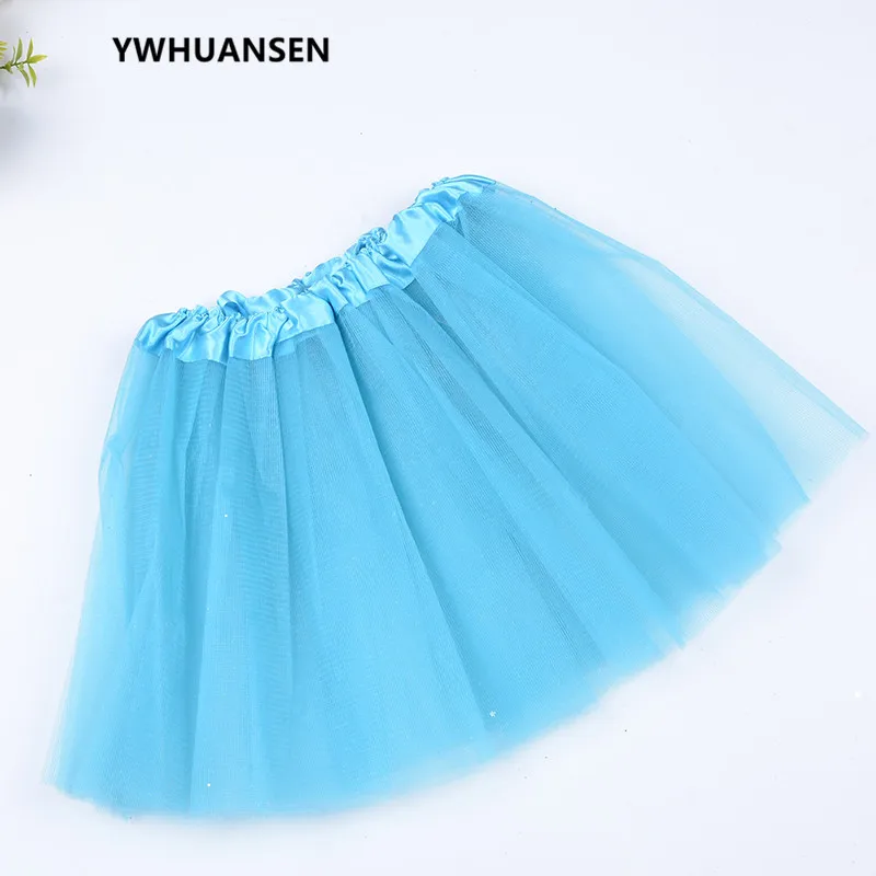 YWHUANSEN 3 Layers Tulle Girl Party Wear Gowns Princess White Tutu Skirt For Kids Dance Summer Short Fluffy Saias Menina Costume images - 6