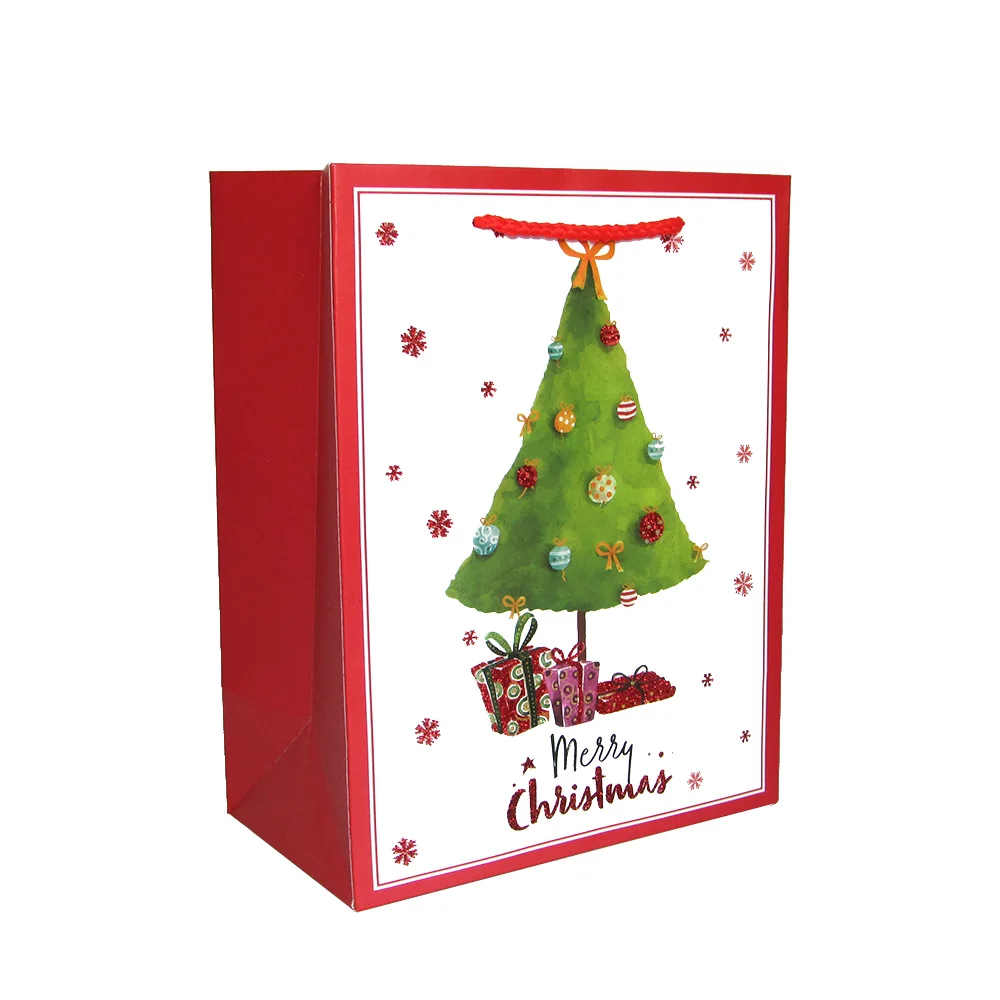 H x8pcs Полосатые рождественские подарочные сумки Санта-Клауса 3D наклейка для карт Снеговик Пингвин пакет сумка для бумажные соломинки для напитков упаковочная коробка - Цвет: H x8pcs