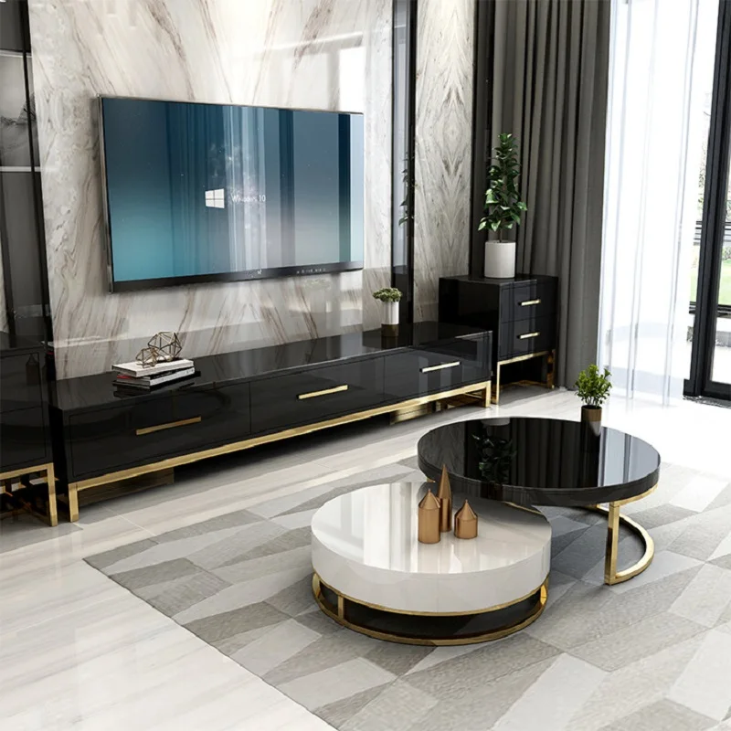Черная деревянная тумба для телевизора современный дизайн мебель гостиной Тумба
