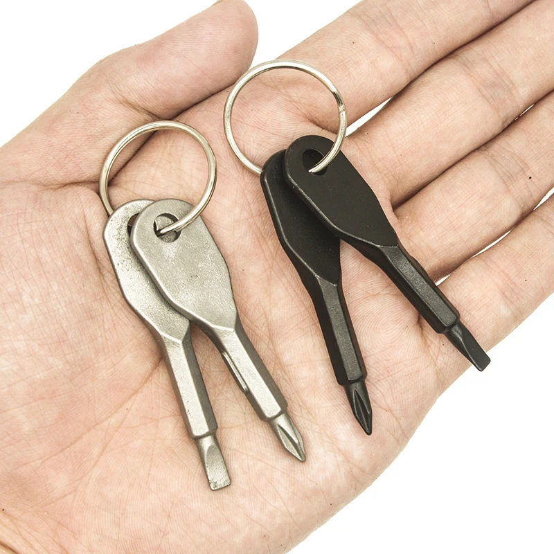 Карманный брелок Multitool Key-Shaped Прецизионная литая сталь Мини-шлицевая отвертка Phillips Edc Многофункциональный рюкзак Аксессуары