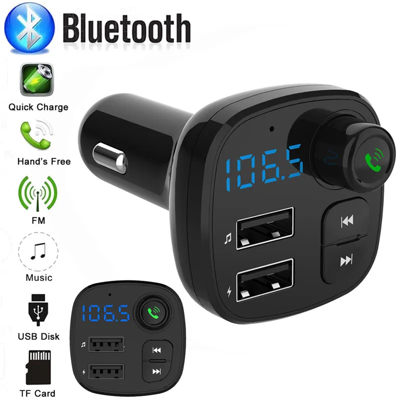 Беспроводной автомобильный FM передатчик mp3 плеер Bluetooth Handsfree поддержка звонков TF