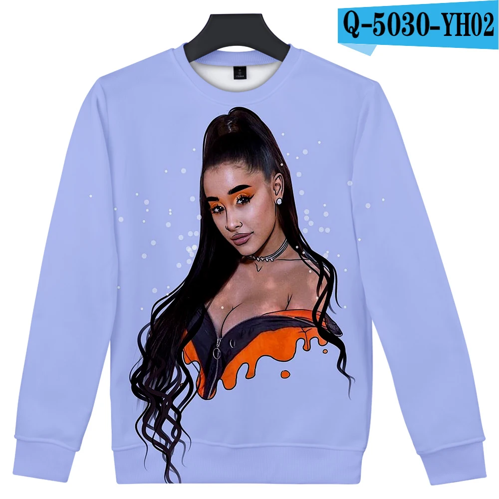 Ariana Grande 3D печатных o-образным вырезом толстовки для женщин/мужчин мода длинный рукав толстовка Прибытие Повседневная Уличная одежда kpop - Цвет: Пурпурный
