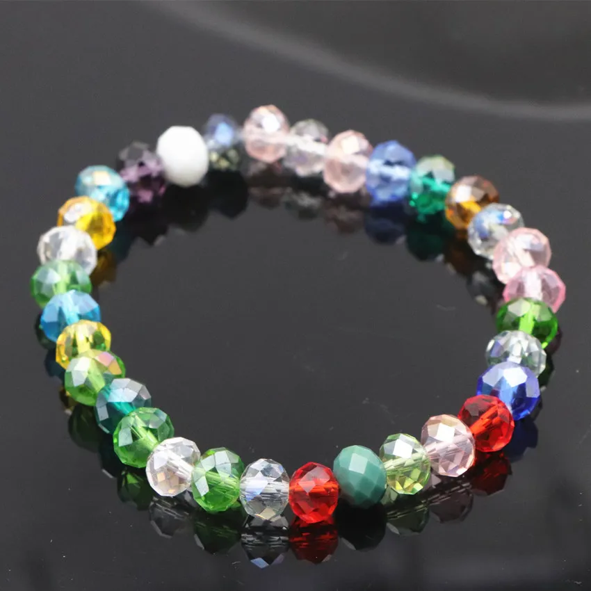crystal glass Натуральный драгоценный камень браслет женские простой круг чип кварц опал аметисты авантюрин коралловые Агаты бирюзы - Окраска металла: crystal glass