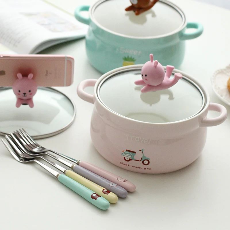 Креативная Kawaii большая лапша быстрого приготовления Ланч бокс с вилкой