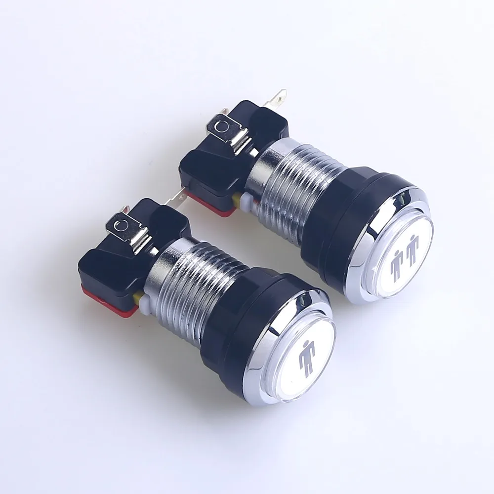 

Arcade Chrome Effect Start Button Kit 1P + 2P Player LED Button With Microswitch for Mame Jamma & Arcade Game Machines - White