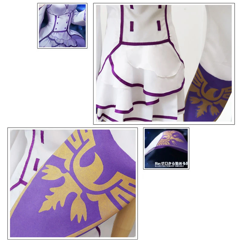 Костюм для косплея Re Zero kara Hajimeru Isekai Seikatsu Emilia Re:Life in a Different World of Zeros Dress For Woman Anime|cosplay