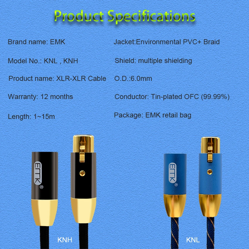 EMK 3 Pin XLR кабель караоке микрофон звук Cannon кабельный разъем удлинитель микрофона
