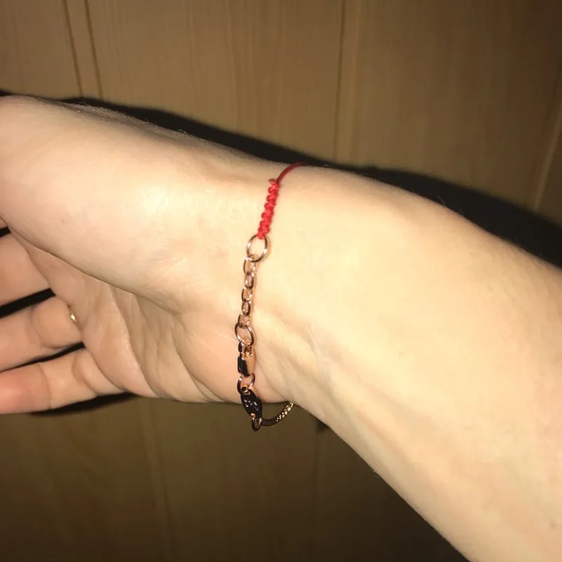 F ювелирные изделия из тонкой Красной веревки с настоящим розовым золотом