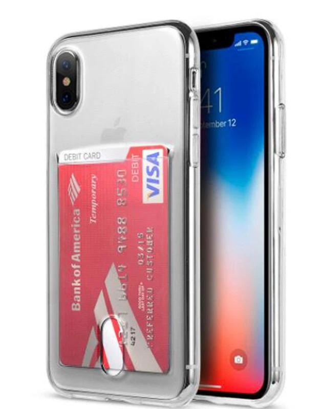 Роскошный мягкий чехол из ТПУ для карт ID Iphone XS MAX XR X 10 8 7 6 Plus Coque Card Pocket Прозрачный