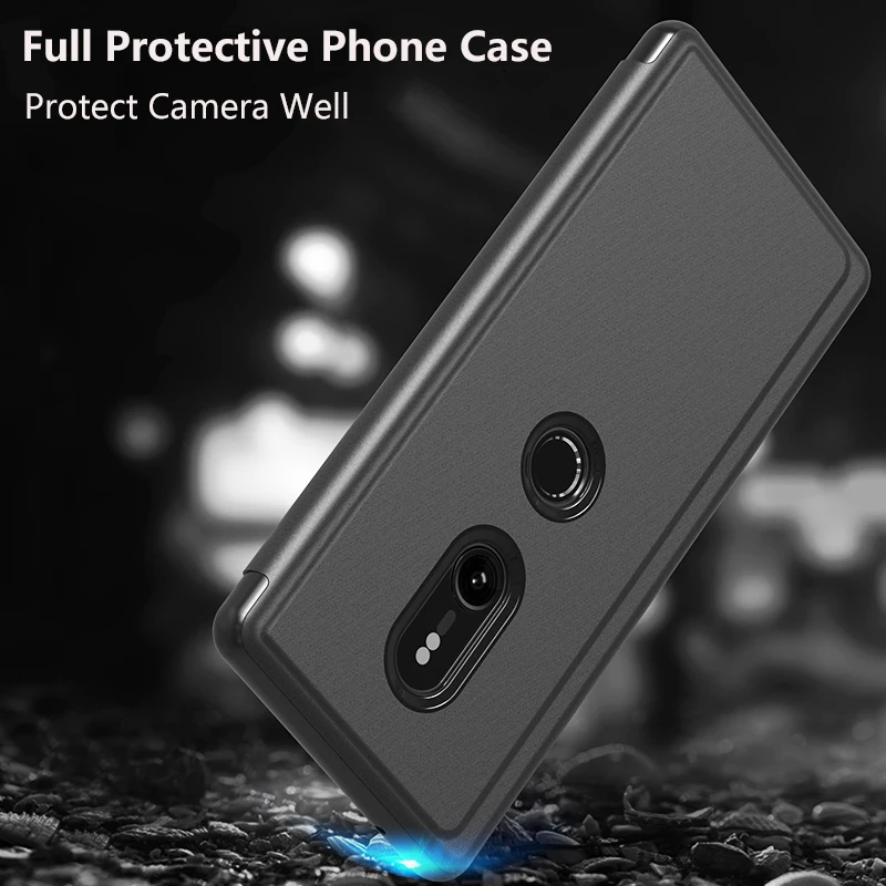 Для Huiawei P Smart 2019 чехол искусственная кожа и пластик металлизированный зеркальный