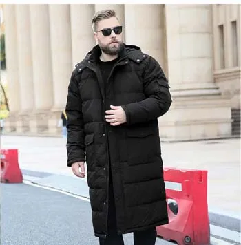 Black B Мужское зимнее модное пуховое пальто, мужские теплые парки, ультра длинная куртка макси с капюшоном, большие размеры 5xl 6xl 7xl 8xl 9xl 10xl - Цвет: Black B