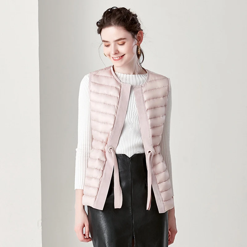Outdoor Mid-length autumn and winter white duck down vest thin section slim for Women 004 | Спорт и развлечения