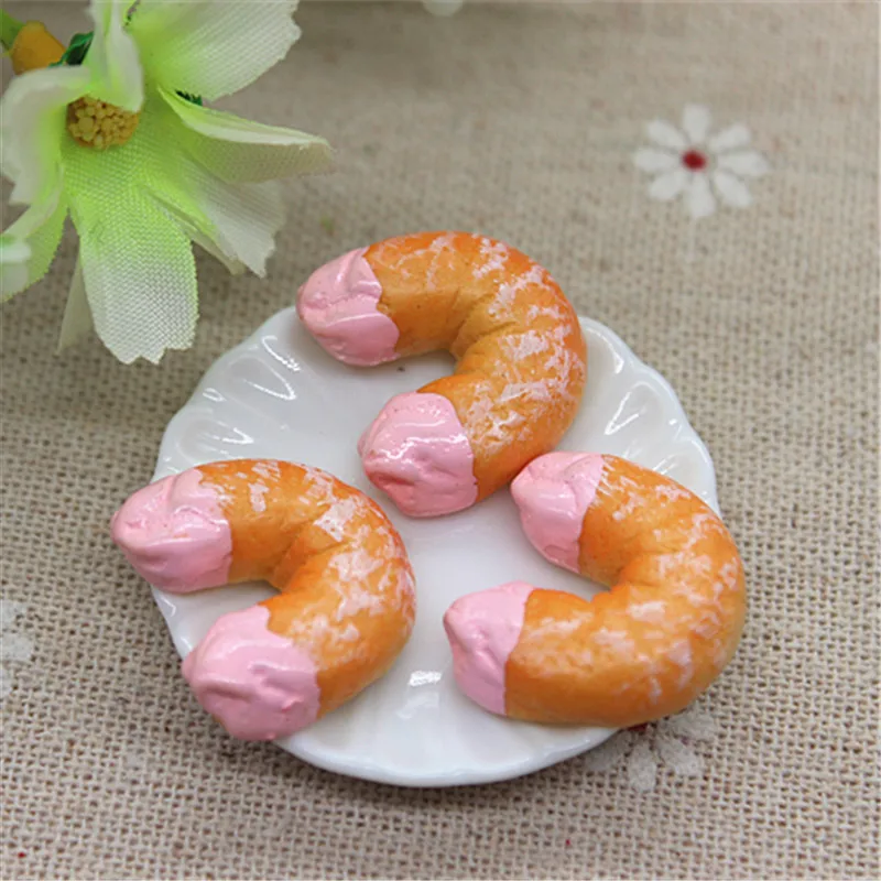 10 шт. милая искусственная пищевая Смола U тип розовый бисквит с плоской задней