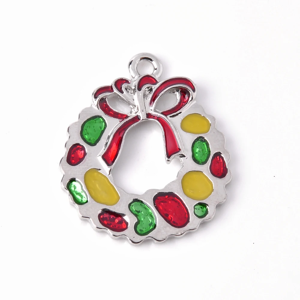 2017 New Arrival lots 20PcsXSilver-tone Christmas Candy Cane Decoration Pendant Enamel Charms Jewelry EK0018 | Украшения и