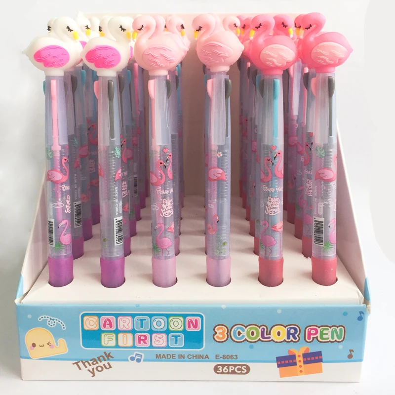2X Princess Flamingo 3 In 1 Ballpoint Pen Drawing Pen Office School Supply Student Stationery