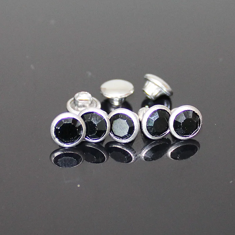 dark purple 50 шт./пакет 6 мм страз Кристальные заклепки DIY сумка для одежды кожа ремесла украшения одежды Швейные стеклянные сверла Пришивание пуговицы - Цвет: dark purple