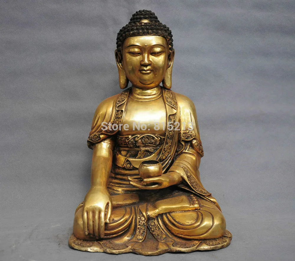

bi0011728 17" Chinese Tibet Buddhism Temple Copper Bronze Shakyamuni Buddha Statue