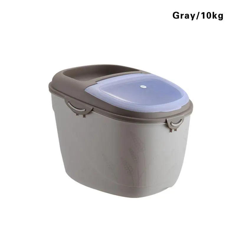 Grey 10KG Коробка для хранения кухня крупа мука рисовая корзина зерно бобы контейнер для хранения сушеных продуктов герметичная коробка с мерным стаканом пластик организовать - Цвет: Grey 10KG